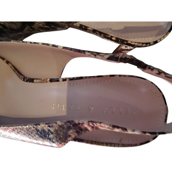 Kelly & Katie Open-Peep-Toe Brown Snakeskin Strappy 3.25" Heels 9.5M - Picture 5 of 8